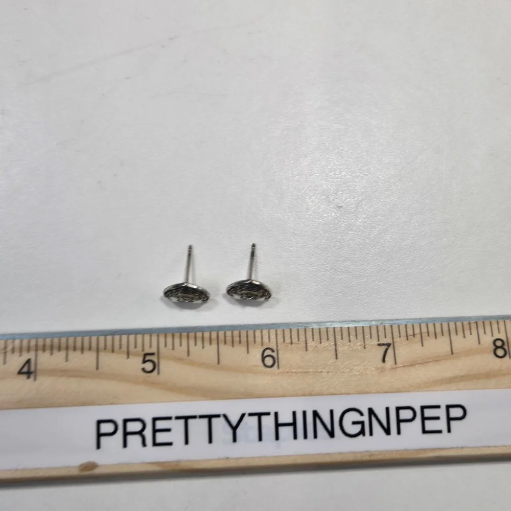 Brighton Earrings Silver Heart Shaped Crystal Stud Posts Classic Scrollwork - Picture 5 of 7